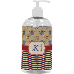 Vintage Stars & Stripes Plastic Soap / Lotion Dispenser (16 oz - Large - White) (Personalized)