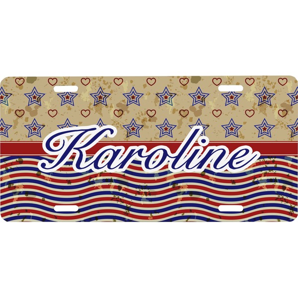 Custom Vintage Stars & Stripes Front License Plate (Personalized)
