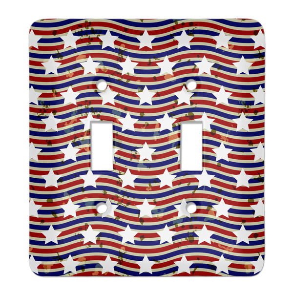 Custom Vintage Stars & Stripes Light Switch Cover (2 Toggle Plate)