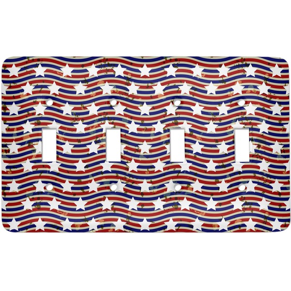 Custom Vintage Stars & Stripes Light Switch Cover (4 Toggle Plate)