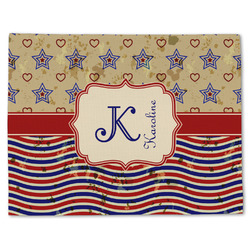 Vintage Stars & Stripes Single-Sided Linen Placemat - Single w/ Name and Initial
