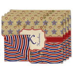 Vintage Stars & Stripes Linen Placemat w/ Name and Initial