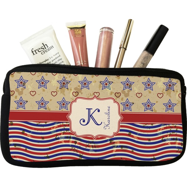 Custom Vintage Stars & Stripes Makeup / Cosmetic Bag - Small (Personalized)