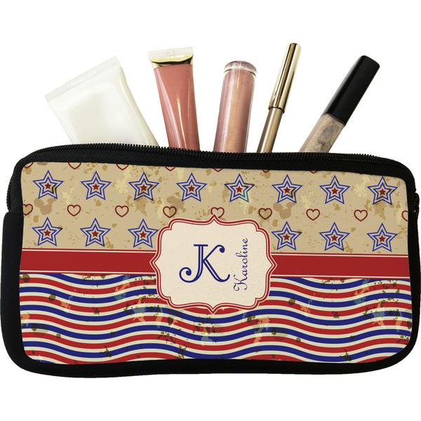 Custom Vintage Stars & Stripes Makeup / Cosmetic Bag (Personalized)