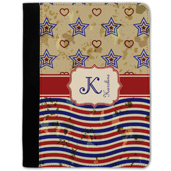 Vintage Stars & Stripes Notebook Padfolio - Medium w/ Name and Initial