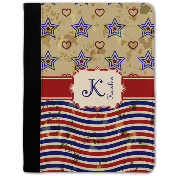 Custom Vintage Stars & Stripes Notebook Padfolio w/ Name and Initial