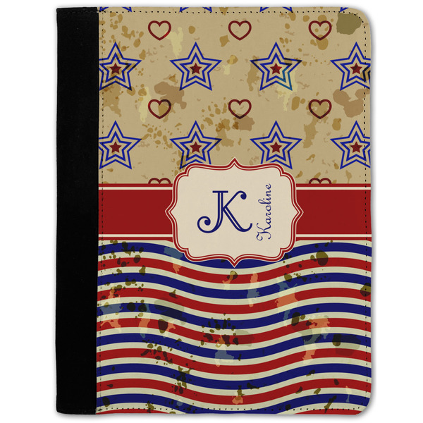 Custom Vintage Stars & Stripes Notebook Padfolio - Medium w/ Name and Initial