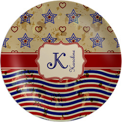 Vintage Stars & Stripes Melamine Plate (Personalized)