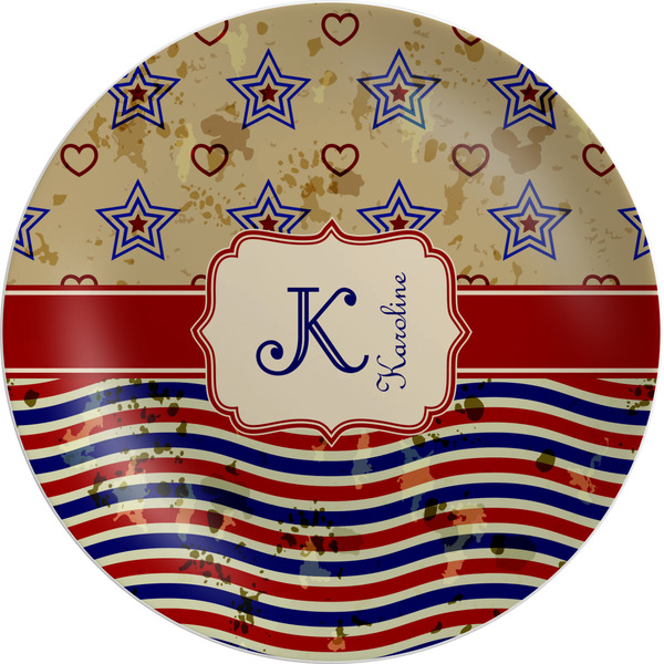 Custom Vintage Stars & Stripes Melamine Plate (Personalized)