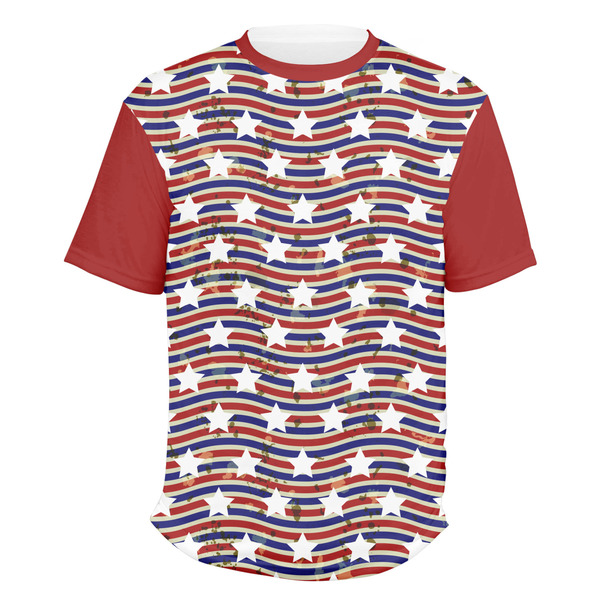 Custom Vintage Stars & Stripes Men's Crew T-Shirt - Medium