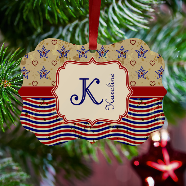 Vintage Stars & Stripes Metal Benilux Ornament - Lifestyle