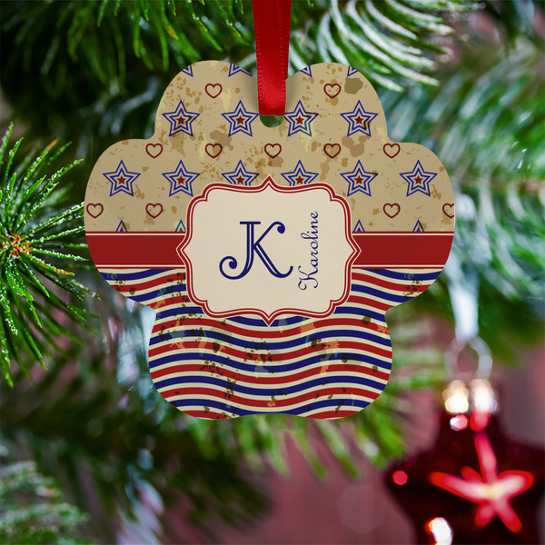 Vintage Stars & Stripes Metal Paw Ornament - Lifestyle