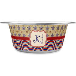 Vintage Stars & Stripes Stainless Steel Dog Bowl - Large (Personalized)
