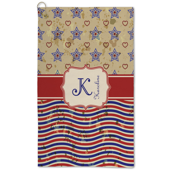 Custom Vintage Stars & Stripes Microfiber Golf Towel (Personalized)