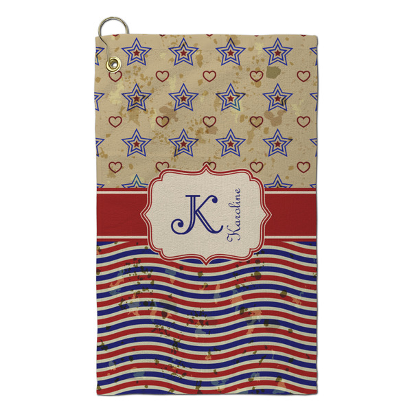 Custom Vintage Stars & Stripes Microfiber Golf Towel - Small (Personalized)