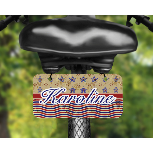 Vintage Stars & Stripes Mini License Plate on Bicycle - LIFESTYLE Two holes