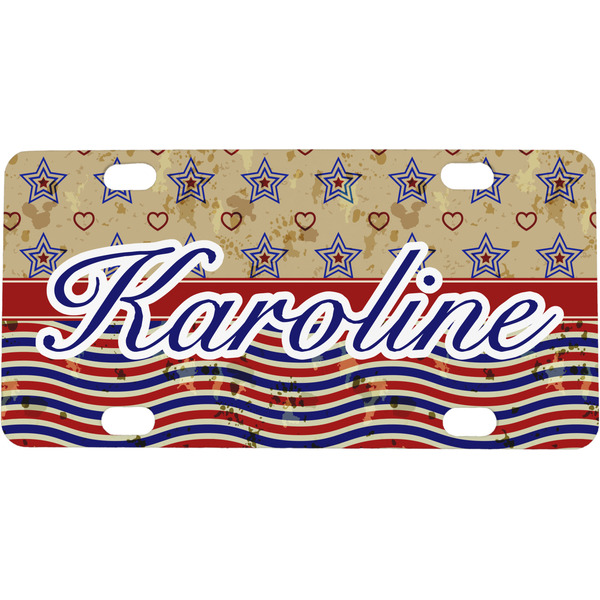 Custom Vintage Stars & Stripes Mini / Bicycle License Plate (4 Holes) (Personalized)