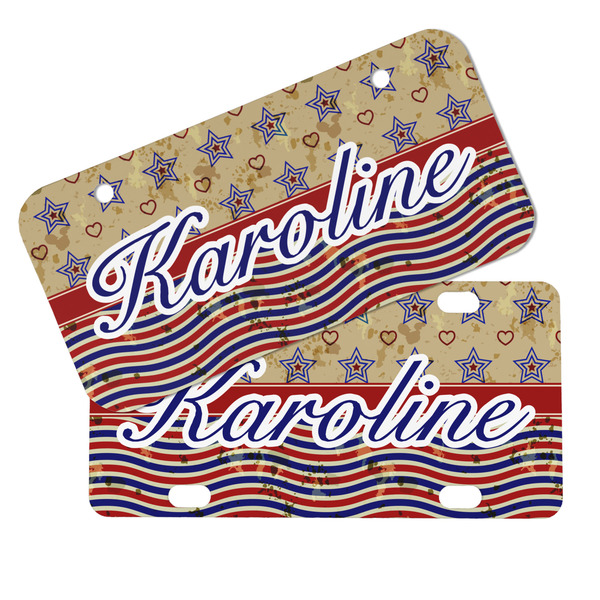 Vintage Stars & Stripes Mini License Plates - MAIN (4 and 2 Holes)