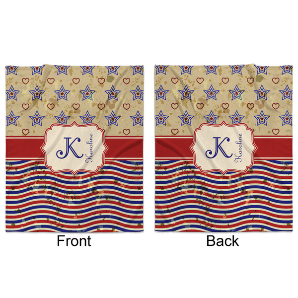 Vintage Stars & Stripes Minky Blanket - 50"x60" - Double Sided - Front & Back