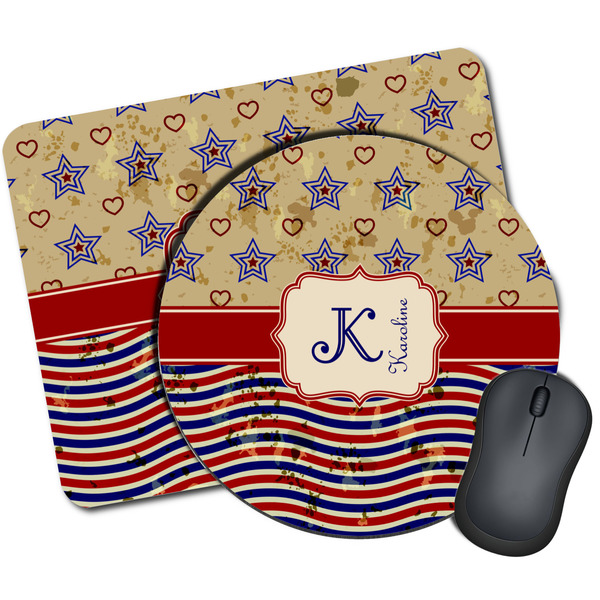 Custom Vintage Stars & Stripes Mouse Pad (Personalized)