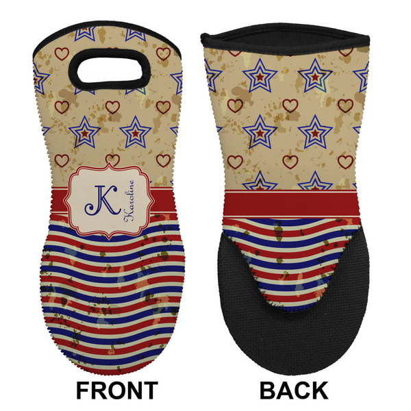 Vintage Stars & Stripes Neoprene Oven Mitt (Front & Back)