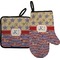 Vintage Stars & Stripes Right Oven Mitt & Pot Holder Set w/ Name and Initial
