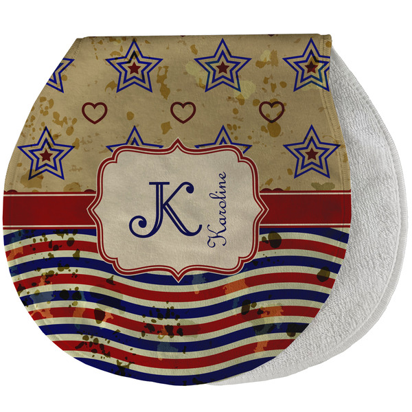 Custom Vintage Stars & Stripes Burp Pad - Velour w/ Name and Initial