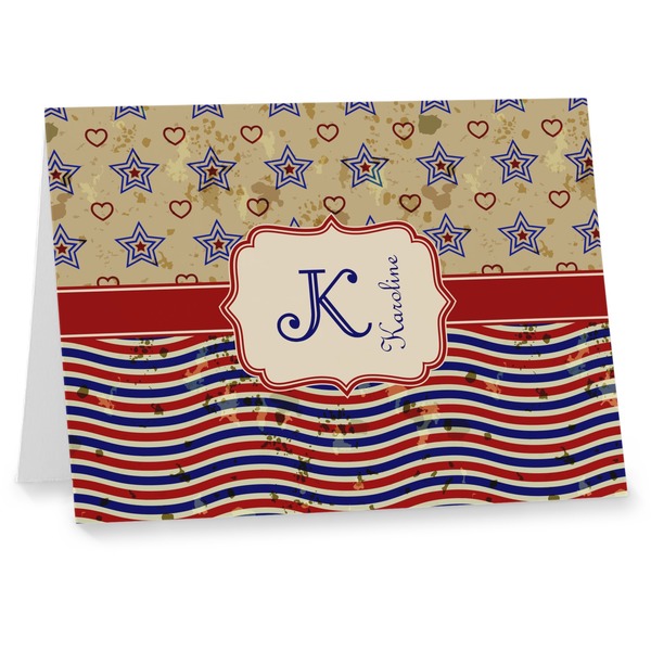 Custom Vintage Stars & Stripes Note cards (Personalized)