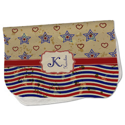 Vintage Stars & Stripes Burp Cloth - Fleece w/ Name and Initial