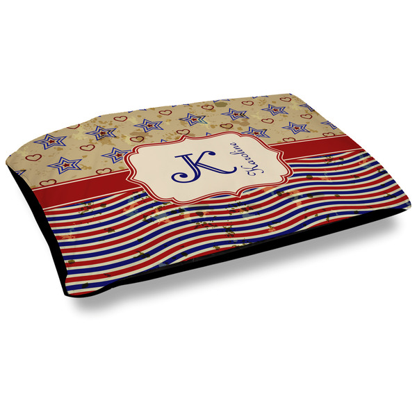Custom Vintage Stars & Stripes Dog Bed w/ Name and Initial