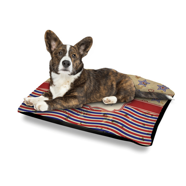 Vintage Stars & Stripes Outdoor Dog Beds - Medium - IN CONTEXT