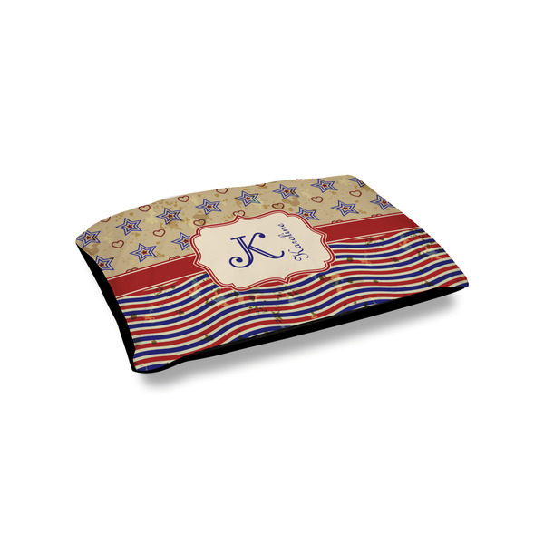 Custom Vintage Stars & Stripes Outdoor Dog Bed - Small (Personalized)