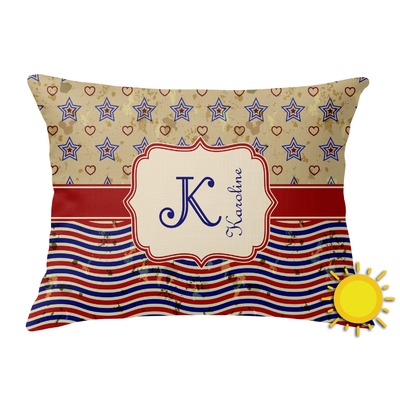 Vintage Stars & Stripes Outdoor Throw Pillow (Rectangular) (Personalized)