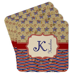 Vintage Stars & Stripes Paper Coasters w/ Name and Initial