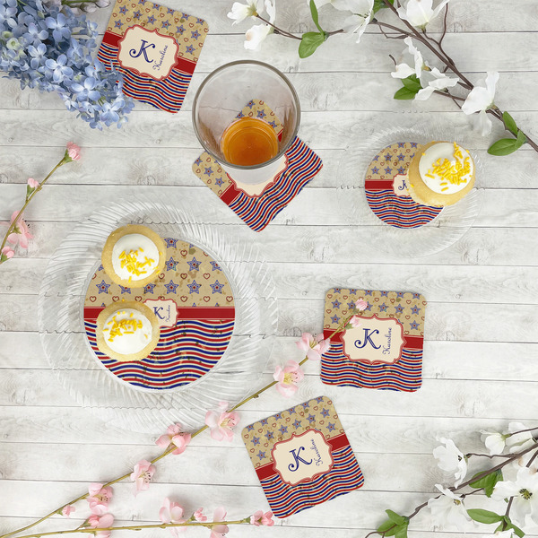 Vintage Stars & Stripes Paper Coasters - In Context