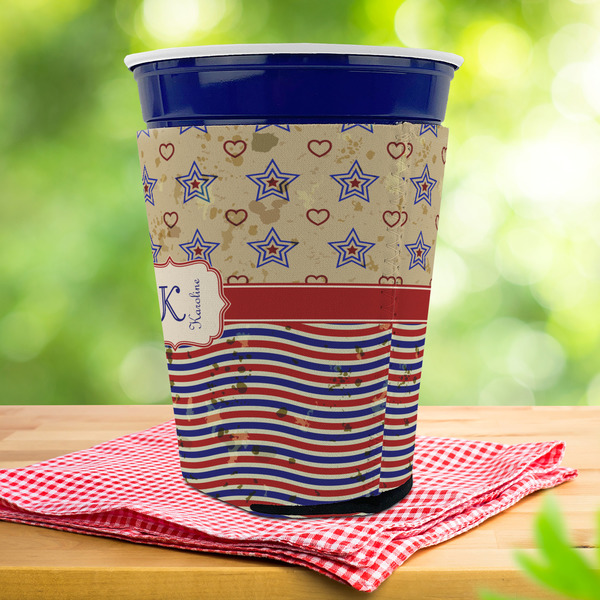 Vintage Stars & Stripes Party Cup Sleeves - with bottom - Lifestyle