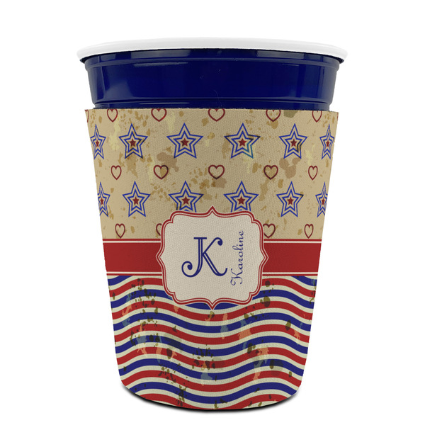 Vintage Stars & Stripes Party Cup Sleeves - without bottom - FRONT (on cup)
