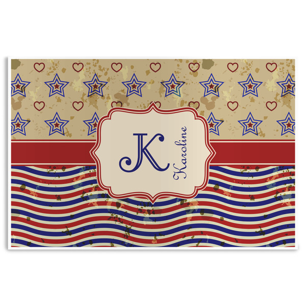 Custom Vintage Stars & Stripes Disposable Paper Placemats (Personalized)