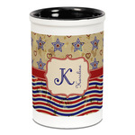Vintage Stars & Stripes Ceramic Pencil Holders - Black