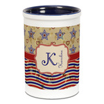 Vintage Stars & Stripes Ceramic Pencil Holders - Blue