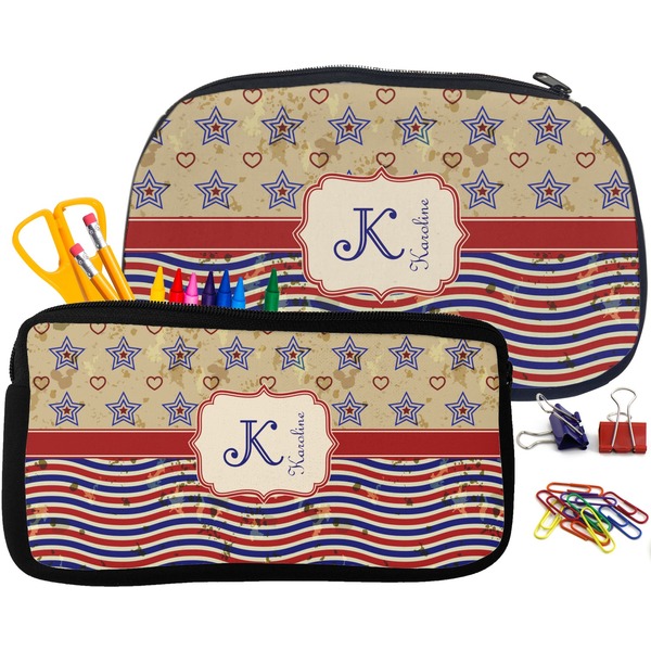 Vintage Stars & Stripes Pencil / School Supplies Bags Small and Medium
