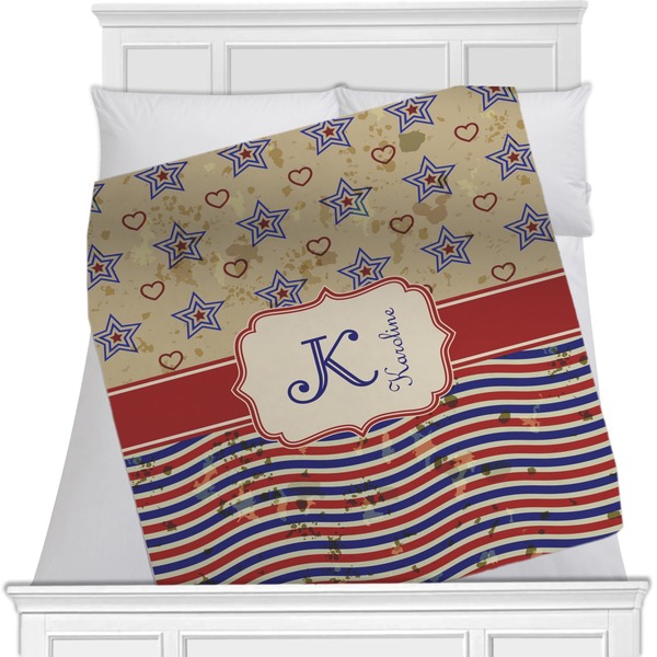 Custom Vintage Stars & Stripes Minky Blanket (Personalized)