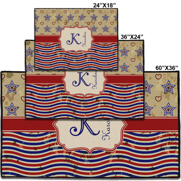 Vintage Stars & Stripes Personalized Door Mat - Group Parent IMF