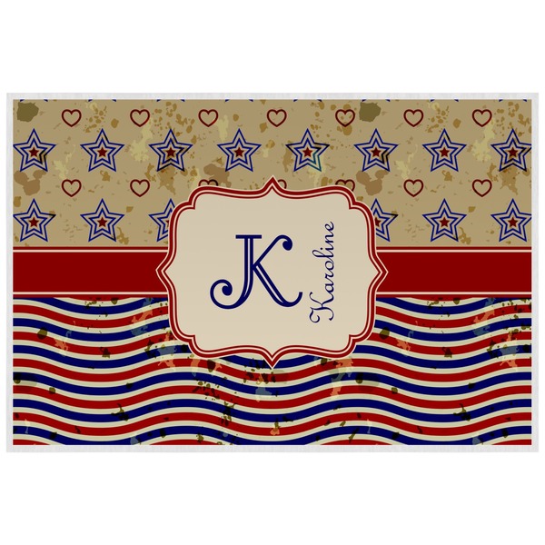 Custom Vintage Stars & Stripes Laminated Placemat w/ Name and Initial
