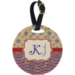 Vintage Stars & Stripes Plastic Luggage Tag - Round (Personalized)