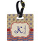 Vintage Stars & Stripes Plastic Luggage Tag - Square w/ Name and Initial
