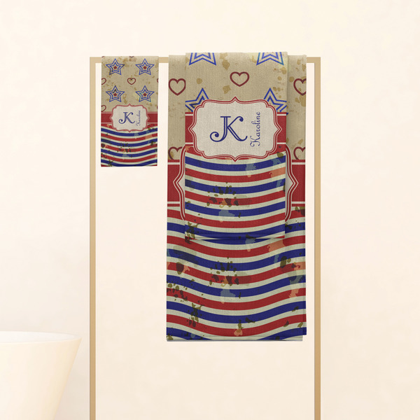 Vintage Stars & Stripes Personalized Towel Set