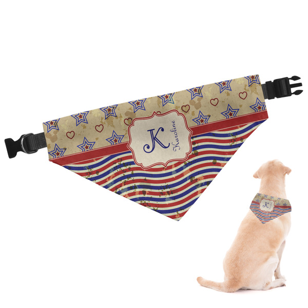 Custom Vintage Stars & Stripes Dog Bandana - Small (Personalized)