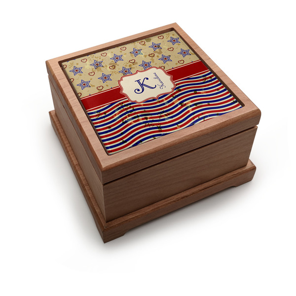 Custom Vintage Stars & Stripes Pet Urn w/ Name and Initial