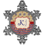 Vintage Stars & Stripes Vintage Snowflake Ornament (Personalized)